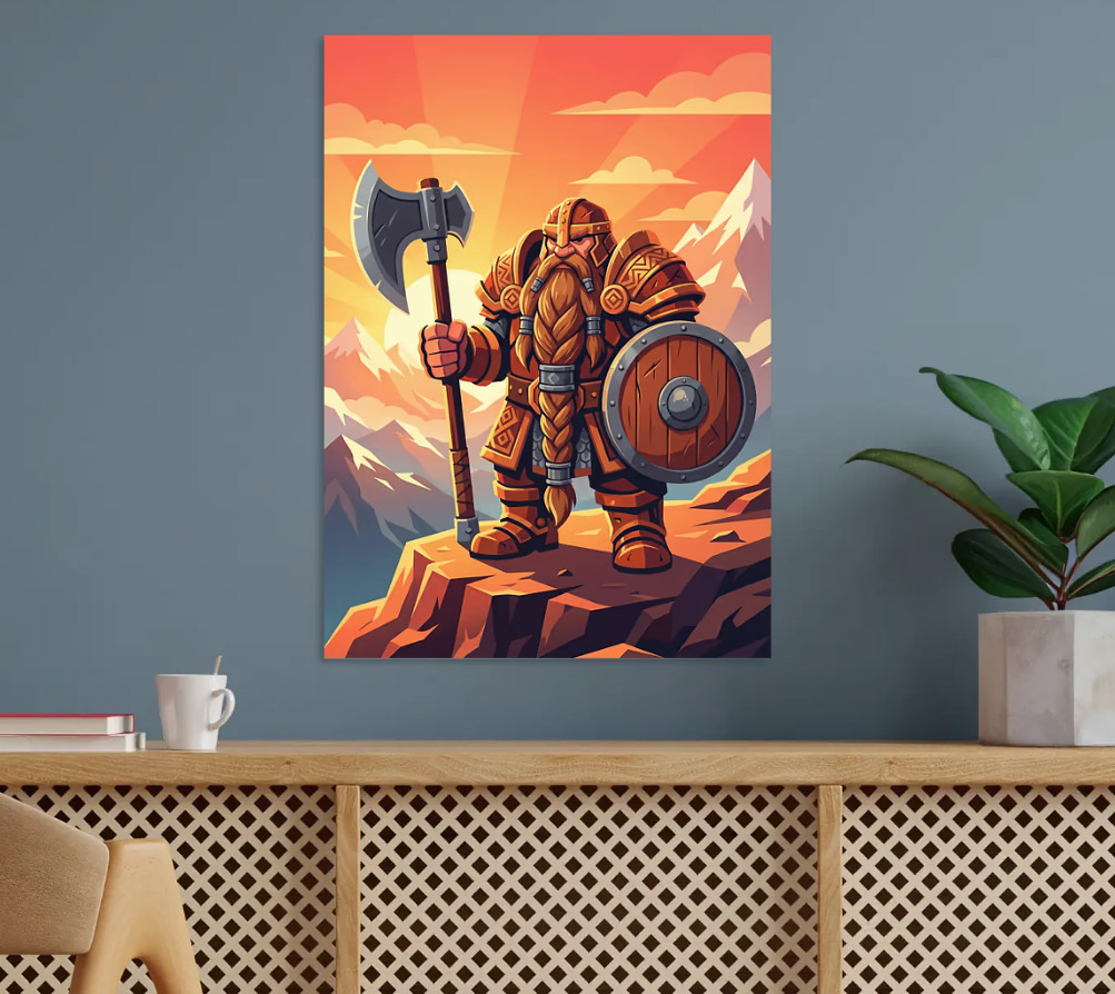 Pixel Art Dwarf Warrior with Axe